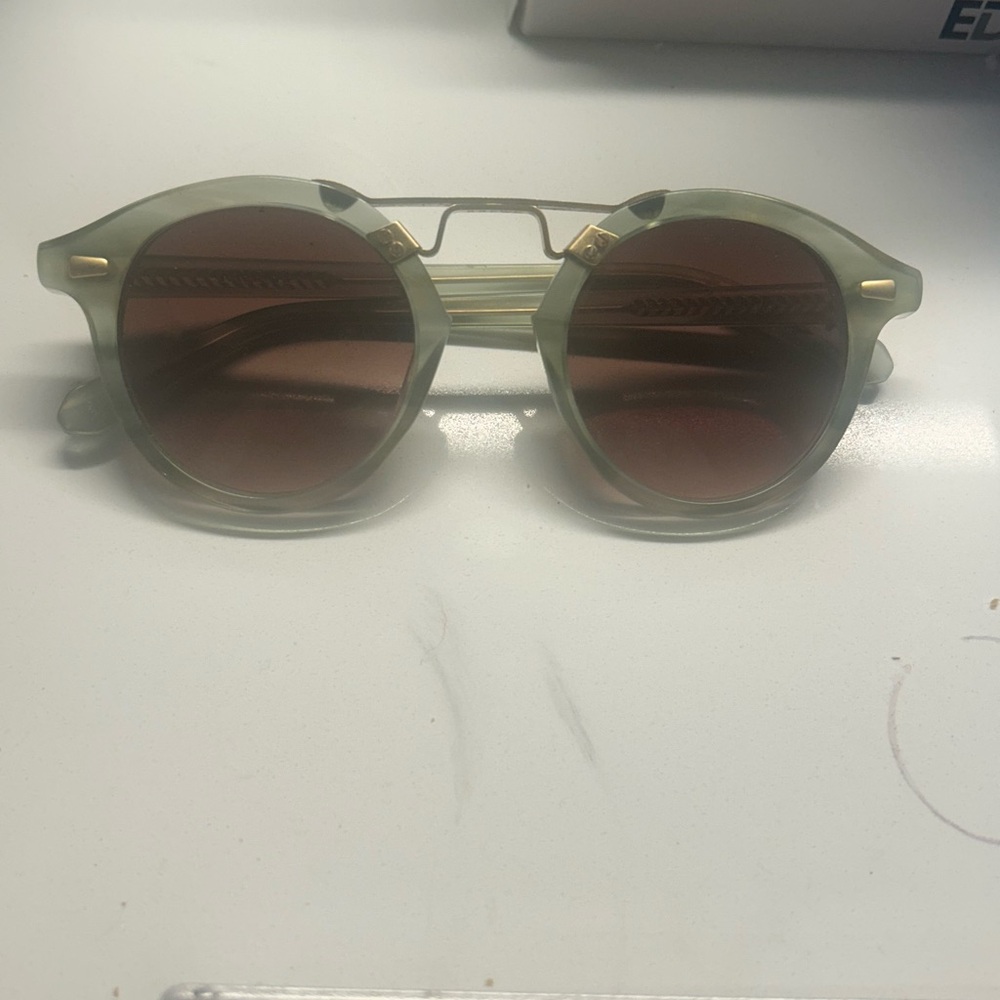 KREWE Olive and Gold Round Sunglasses